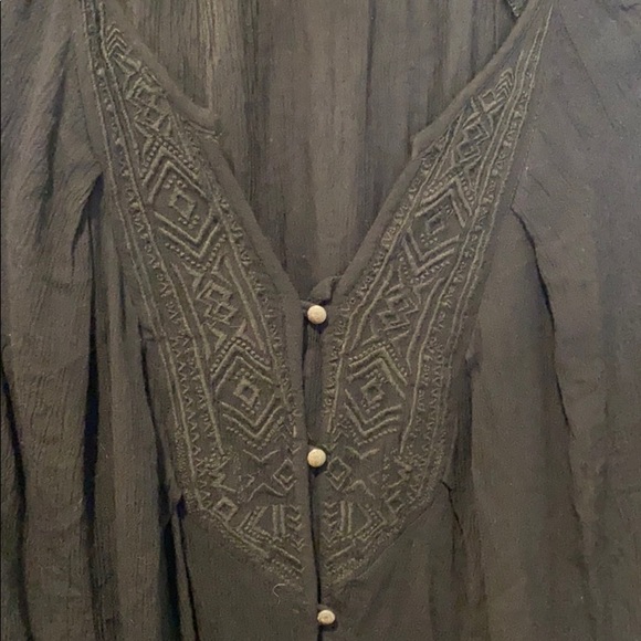 EUC Roxy Black Flowy Button Down Blouse - Picture 3 of 14